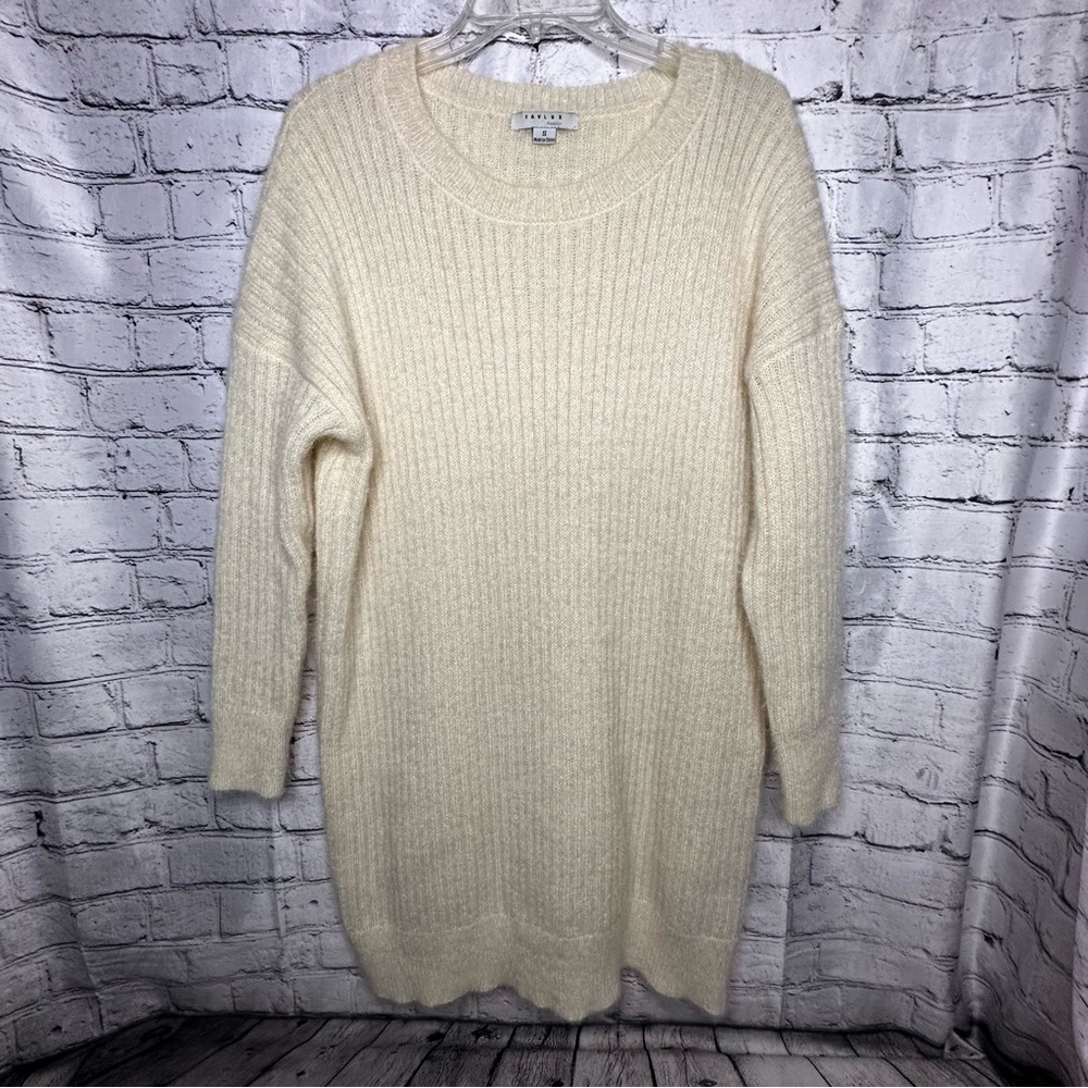 Favlux Anthropologie Sweater Dress Beige Long Sleeve Oversized Ribbed knit Small
